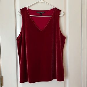 White House Black Market Velour Looking Tank Top in Red-Machine Washable-Size XL